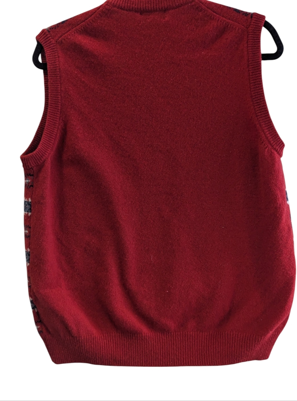 Brooks Brothers Red Patterned V-Neck Sweater Vest Fair Isle Wool Blend Size L - Picture 2 of 7